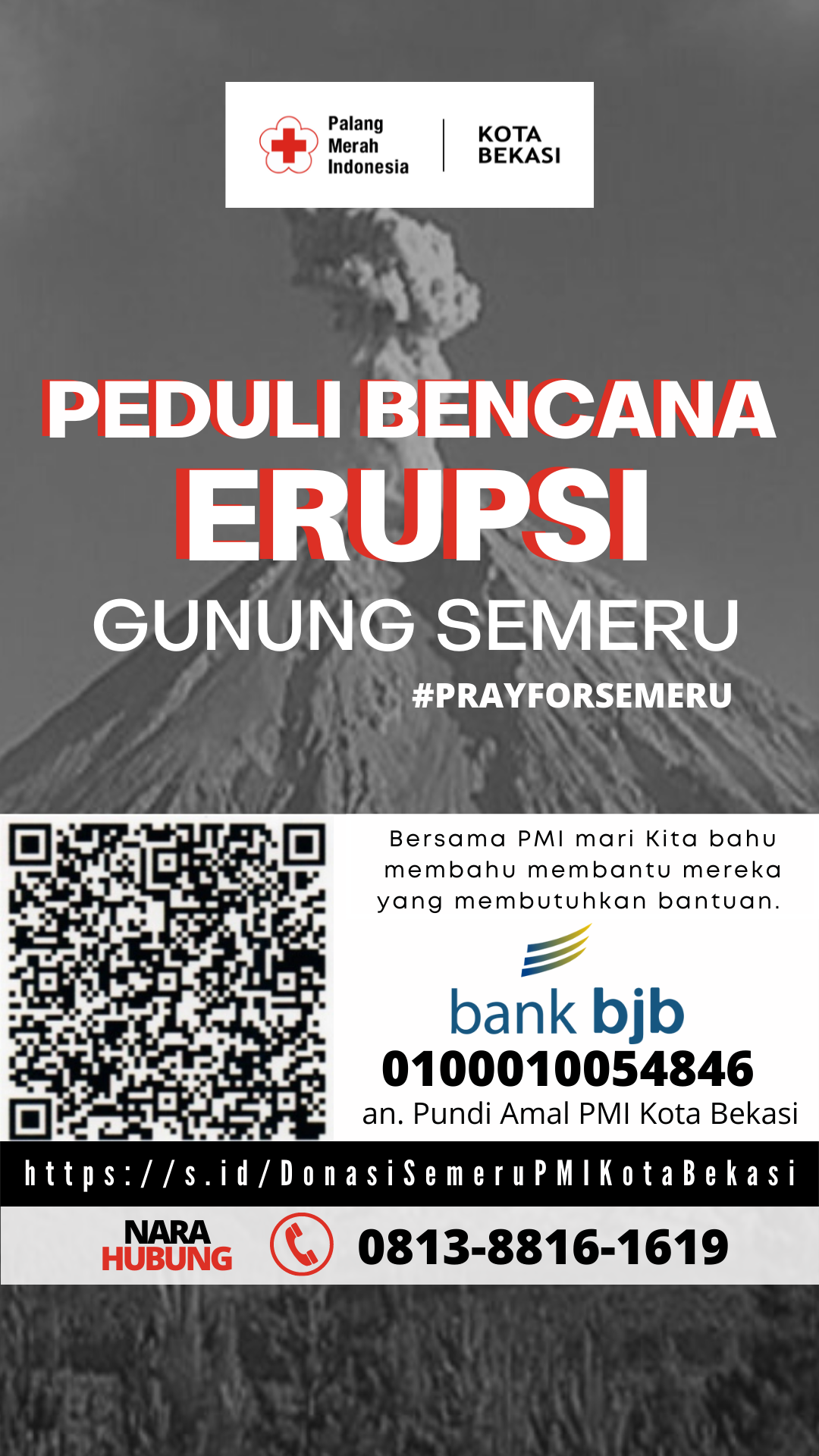 PMI Kota Bekasi membuka donasi untuk membantu korban erupsi Gunung Semeru #PRAYFORSEMERU